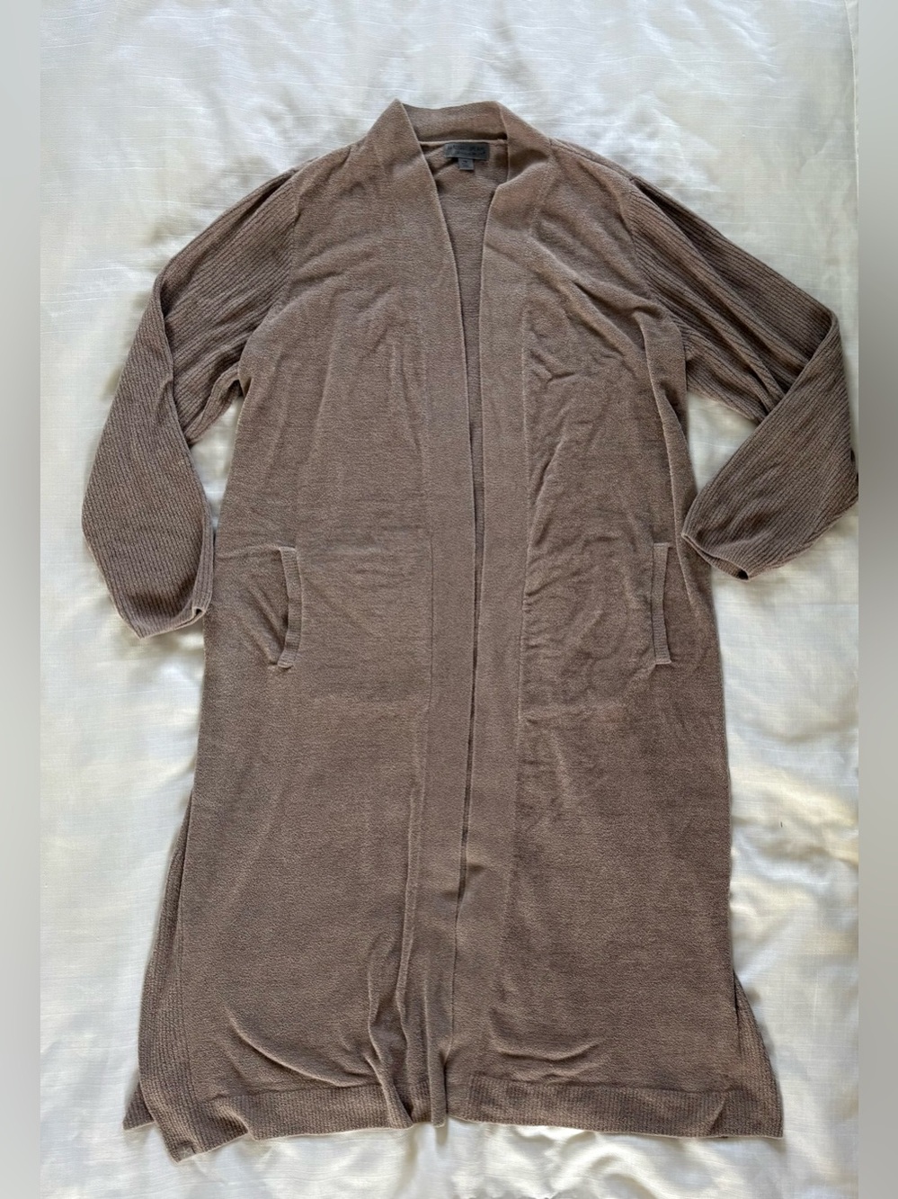 Barefoot Dreams Cozy lite Long Open-Front Knit Cardigan - Brown 1x
